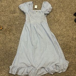 NWT J. Crew blue striped midi dress size S